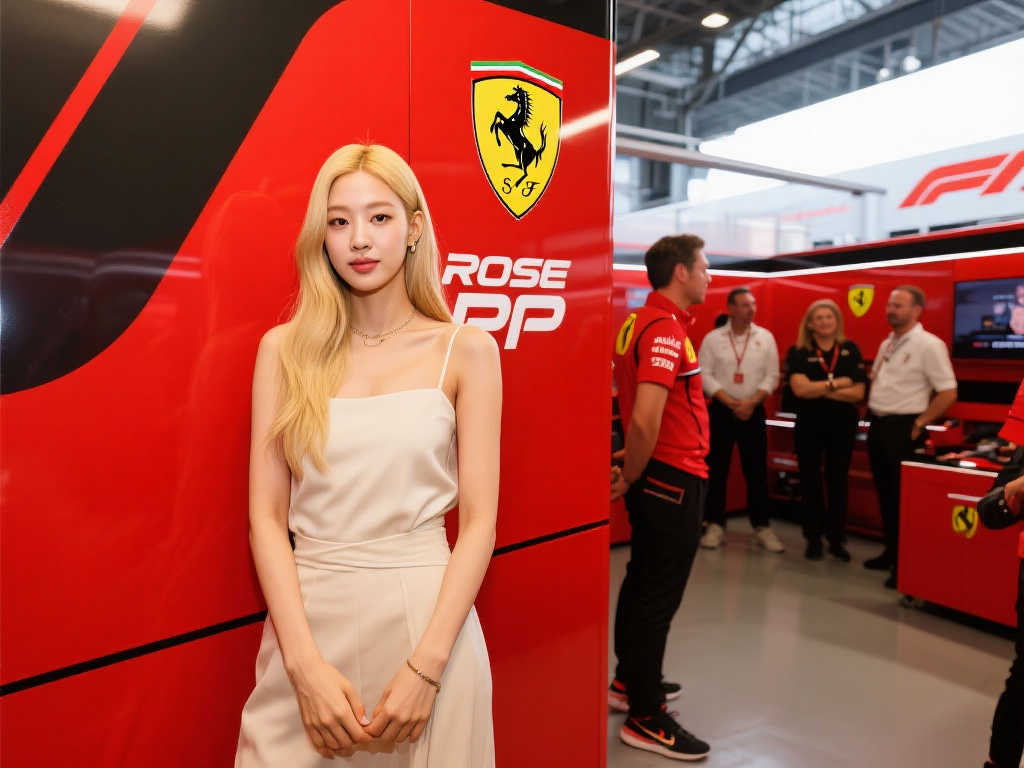 惊艳！韩国歌手ROSÉ亮相法拉利P房，与老汉会面并为冲刺赛挥旗🏁